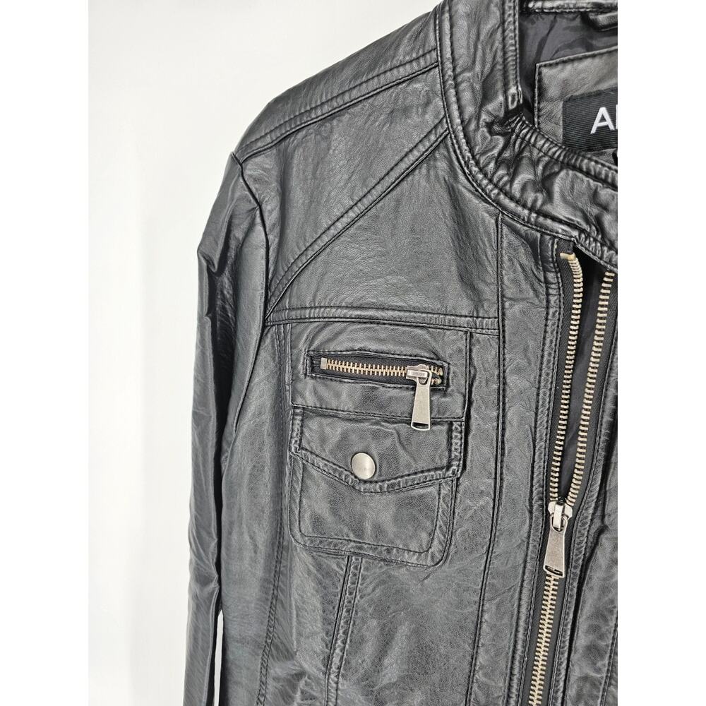 Apt 9 Womens Sz XL Full Zip Up Faux Leather Moto Jacket Black - Picture 2 of 4